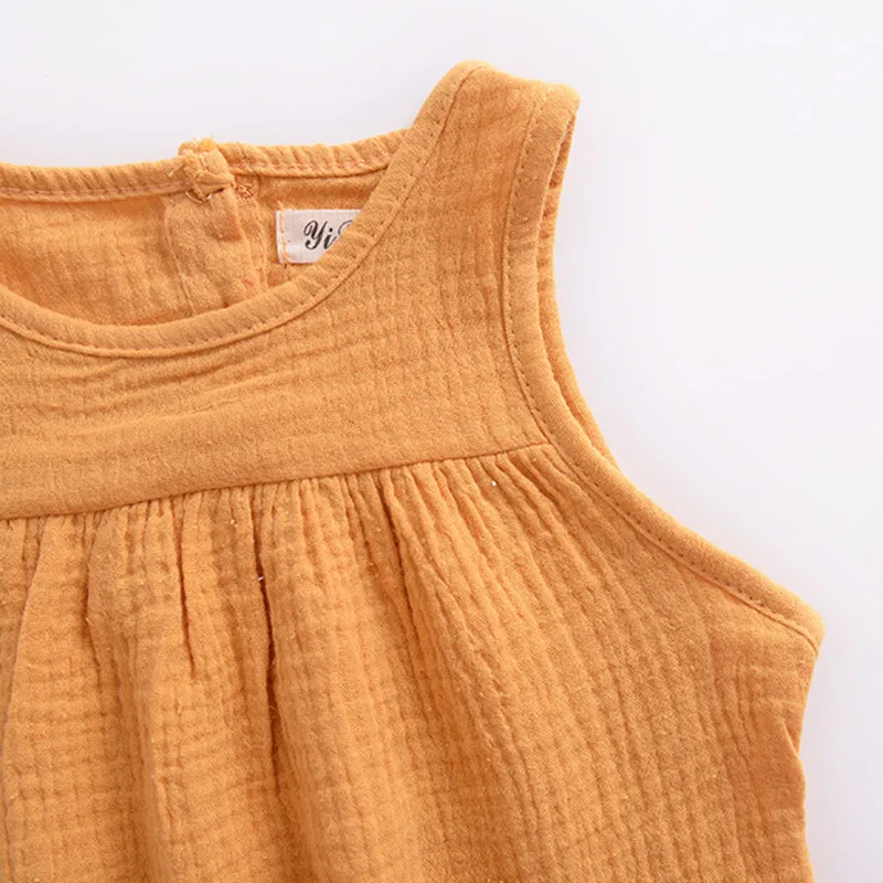 2018 Новые Топы Хлопок Мягкие Тройники детская одежда без рукавов с круглым