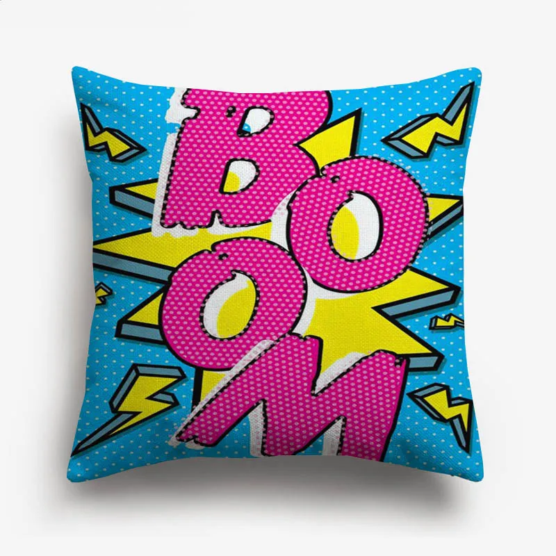 Американская Поп художественная Подушка Чехол POW Pop BOOM камера красная подушка с рисунком «губы» Чехлы Декоративные Льняные Наволочки Чехол для украшения спальни - Цвет: F