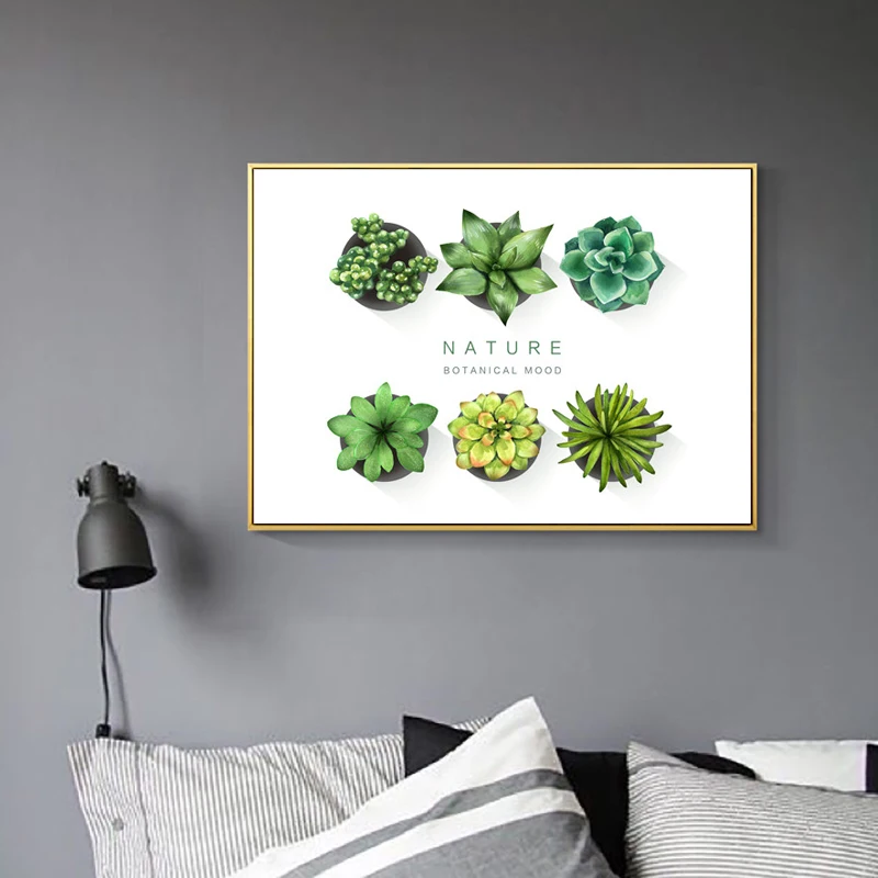 Скандинавский постер домашний декор лист холст живопись натуральный зеленый