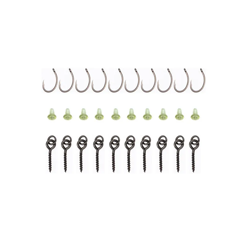 30 шт./компл. высокоуглеродные рыболовные крючки с резиновыми стопперами и