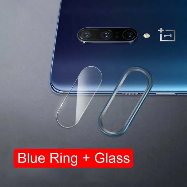 Blue Ring Glass Закаленное стекло для объектива камеры для OnePlus 7 Pro 6T 6, чехол, Защитное стекло для экрана+ защитное кольцо для One Plus 7 6 T, пленка - Цвет: Blue Ring Glass