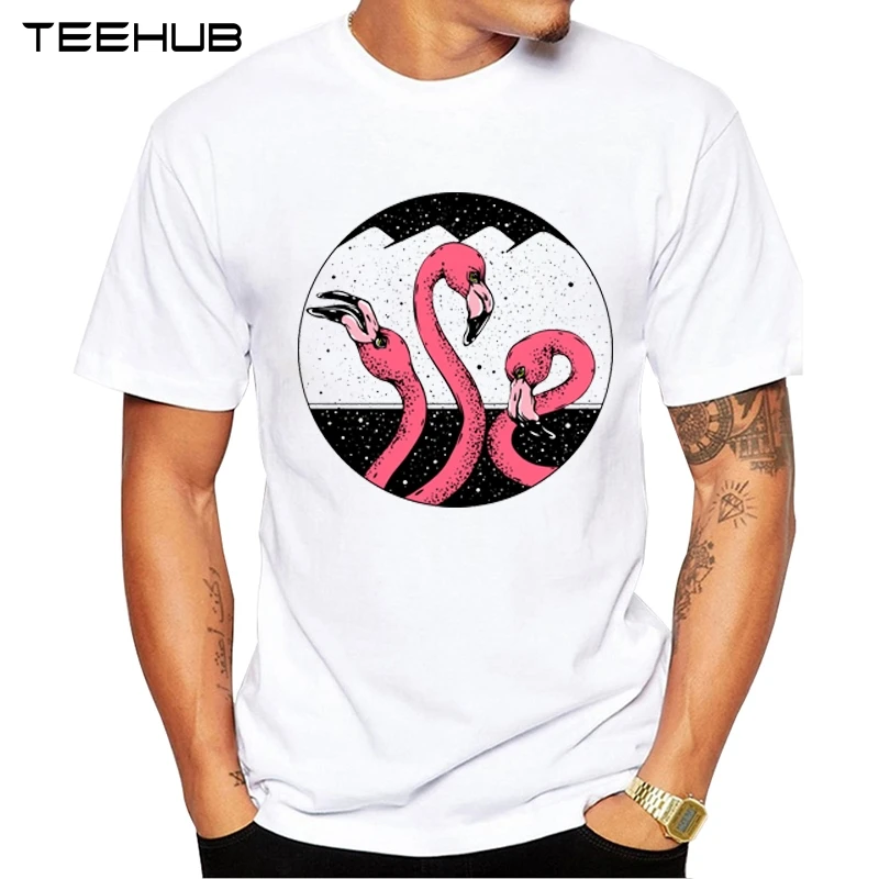 TEEHUB Новая модная мужская футболка с принтом ночных фламинго забавные мужские