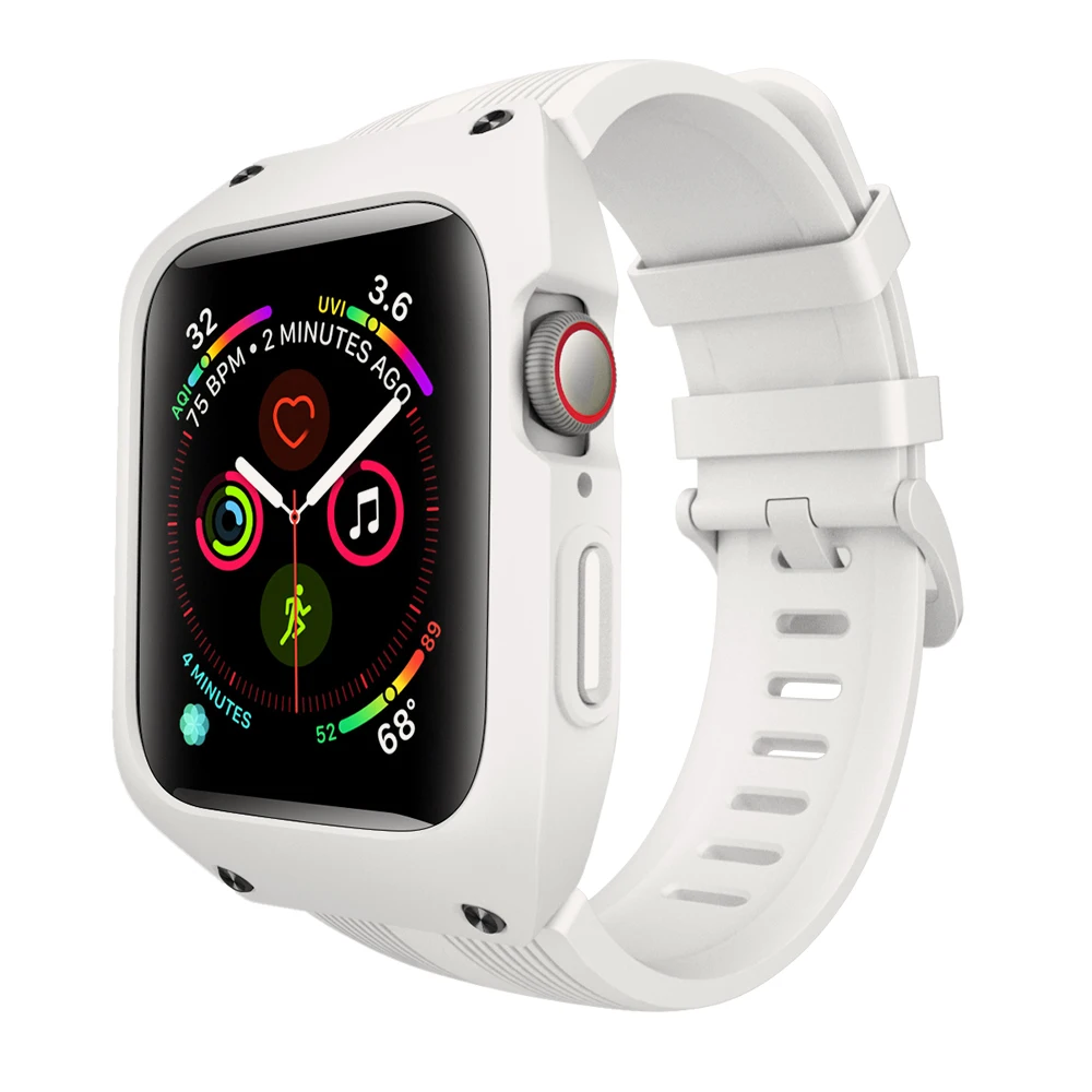 4 цвета силиконовый чехол + ремешок для часов Apple Watch Series Черный Белый Зеленый