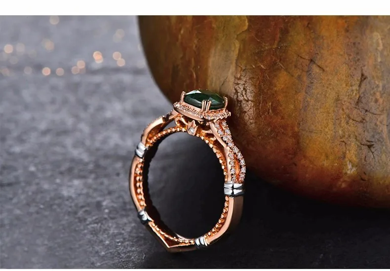 CaiMao 18KT/750 розовое золото 1,17 ct натуральный цаворит& 0,27 ct полный разрез алмаз помолвка драгоценный камень кольцо ювелирные изделия