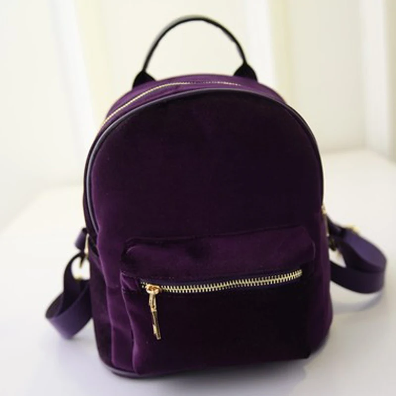 Бархатный рюкзак повседневный небольшой на молнии в стиле пэчворк дизайнерская