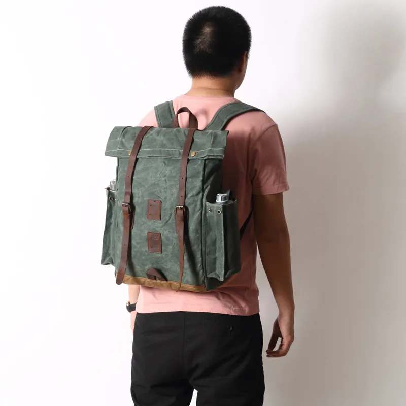 

Men Laptop Backpack Waterproof Rucksack Canvas School Bag Travel Backpacks for Teenage Male Retro Computer Backpack Big Capacity