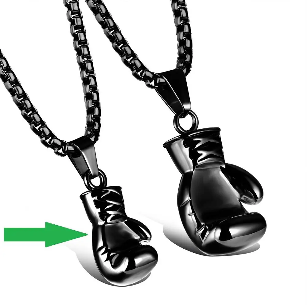 Black Small JHSL Мужские t боксерские перчатки Ожерелье Подвеска из нержавеющей стали черный, серебристый, золотой цвет спортивные модные ювелирные изделия Прямая поставка GX1018 - Окраска металла: Black Small