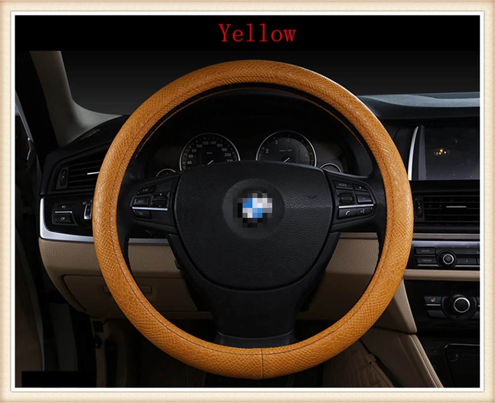 

Leather Universal Car Steering-wheel Cover 38CM Car-styling Sport Auto Steering Wheel Covers Anti-Slip Automotive Accessories