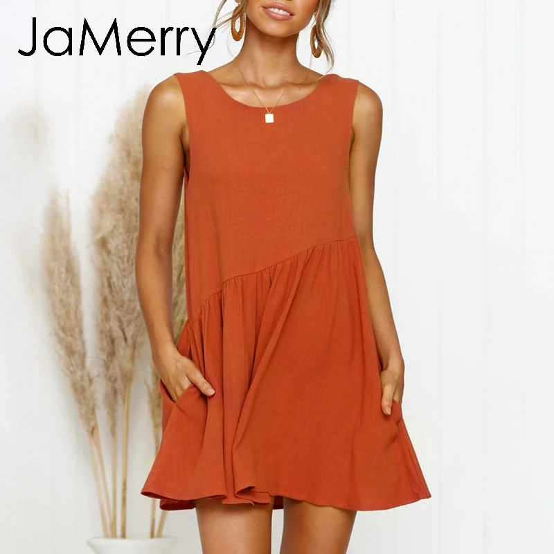 JaMerry/винтажное богемное женское короткое Элегантное платье без рукавов летний