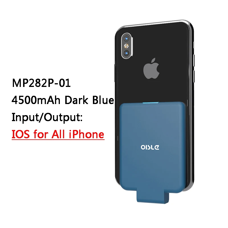 IOS-BLUE Внешний внешний аккумулятор зарядное устройство чехол для iPhone 11 7 8 plus XS MAX/mi cro USB/type C чехол для samsung S9/huawei P10/mi 9 - Цвет: IOS-BLUE