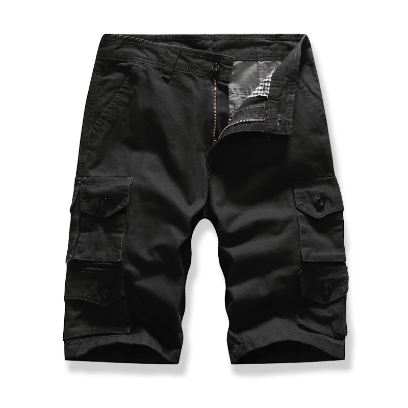 Мужские однотонные свободные шорты карго бермуды с несколькими карманами