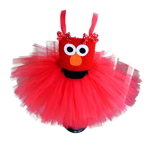 just dress Красный Elmo для девочек юбка-пачка платье для новорожденного первый день рождения ребенка вечерние платье на Хеллоуин; Платье с принтом «Элмо» Косплэй костюм 1-12Years старые - Цвет: just dress
