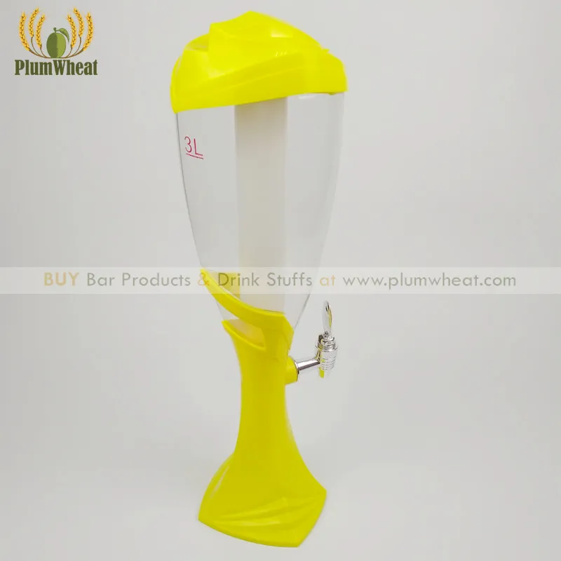 

Yellow 3 Liters Beer Tower Dispenser with LED Light Ice Tube BT72