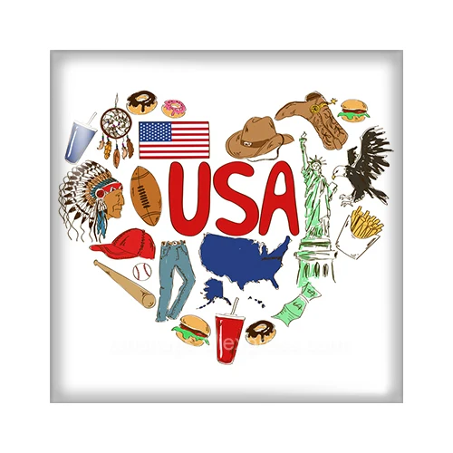 Beauty Love my Country USA Square glass cabochon 10pcs mixed 12mm/20mm/25mm/30mm Size flat back DIY Jewelry Findings FB0090 | Украшения и