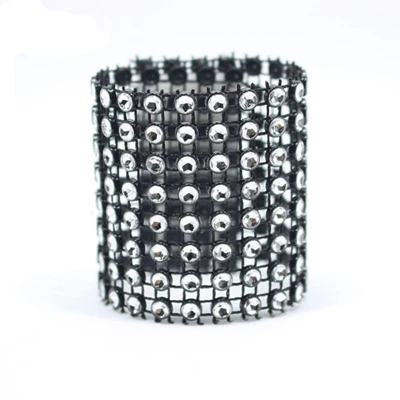 Balck and Silver Горячая Распродажа 100 шт./лот пластиковая сетка Стразы обертывание кольцо для салфетки Пряжка отель свадебные принадлежности Европейский стиль украшение дома - Цвет: Balck and Silver