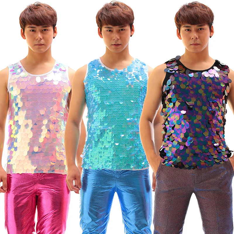

New Fashion Men Jazz Dance Costumes Rock Leopard Print Suit Wear Man Sexy Stage Club Performance Sequins Vest Clothing DWY508