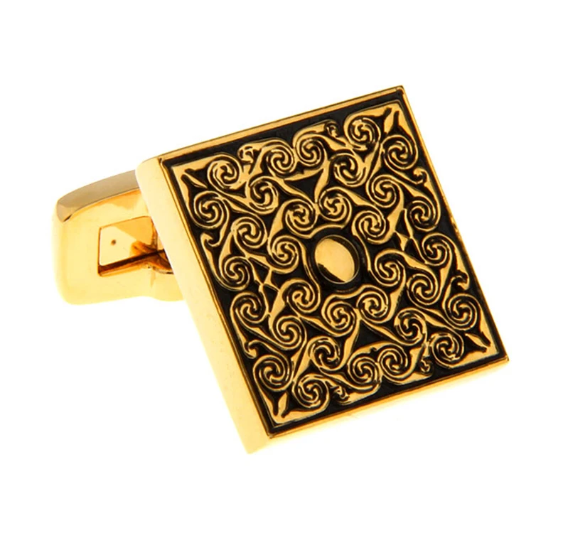 Новый дизайн бриллиантовые мужские запонки медный материал золотистые