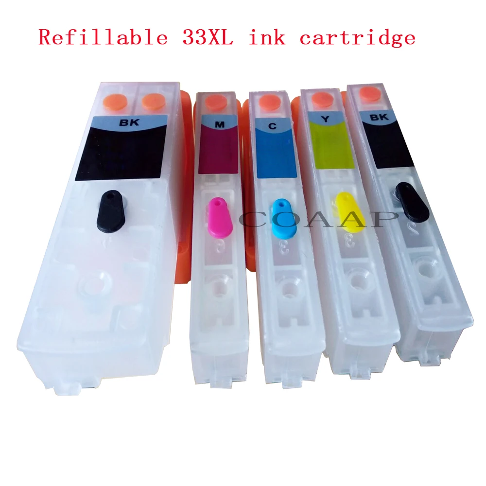 

5pack 33XL T3351 T3361-T3364 refillable ink cartridge for XP-530 XP-540 XP-630 XP-635 XP-640 XP-645 XP-830 XP-900 printer