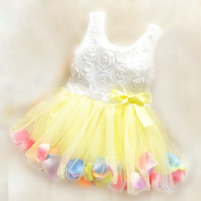 0-2 years summer girls dress rose petal hem color cute baby dresses | Детская одежда и обувь
