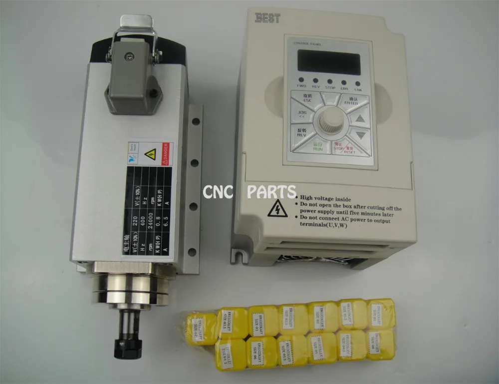 

CNC milling spindle ER11 800w air cooling spindle motor +1.5KW inverter+13 pieces ER11 collets