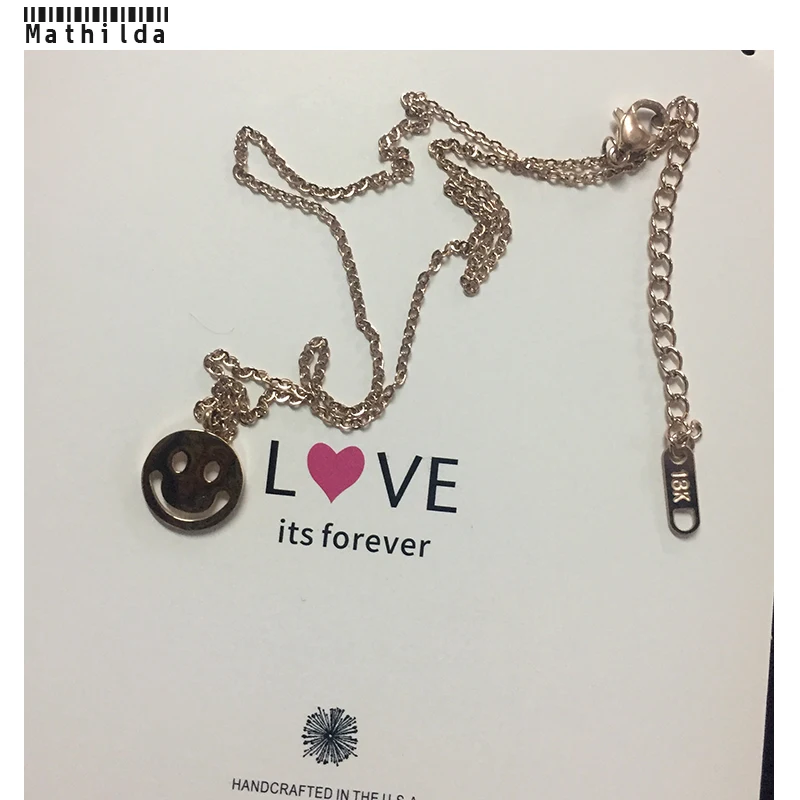 Титана нержавеющей смайлик счастливый круг кулон в форме диска ожерелье Золото