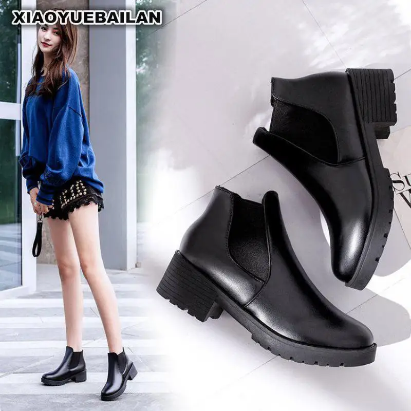 Ботинки Челси женские 2018 осенью новый мозаика Британский Ветер Локомотив Мартин