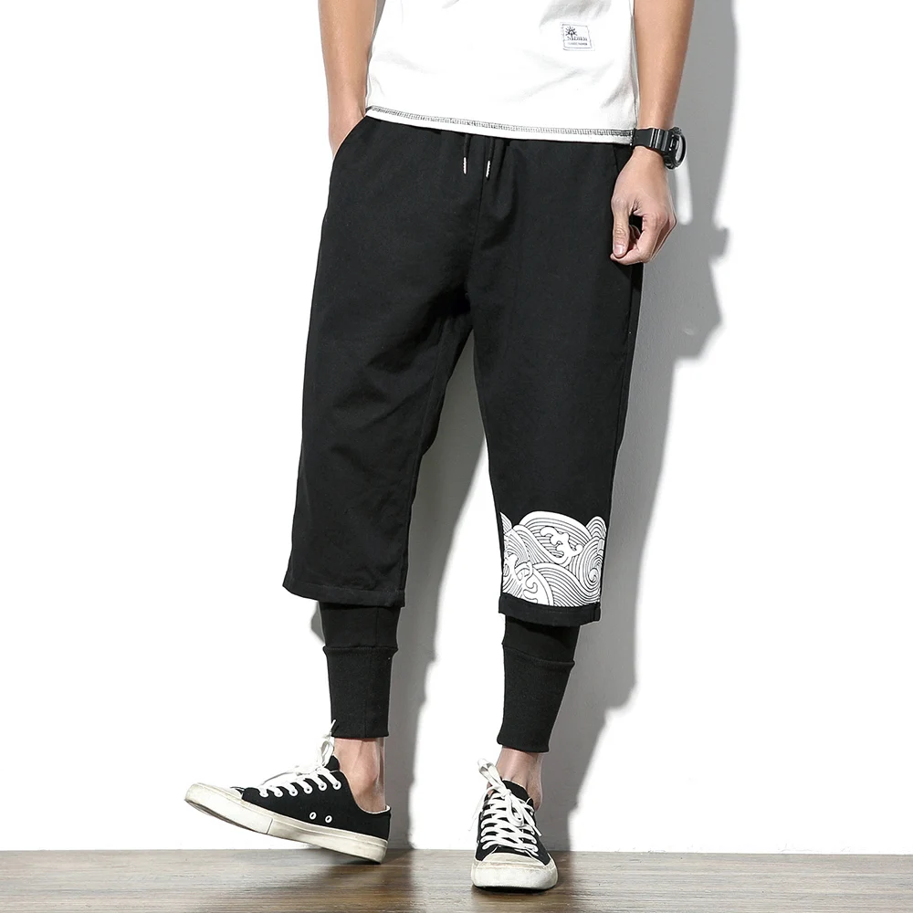 Новинка весна 2018 модные мужские брюки в японском стиле с имитацией двух частей