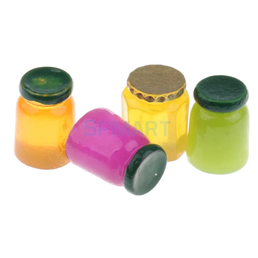 Миниатюрные кухонные украшения для кукольного домика 4 банки джема еда ужина