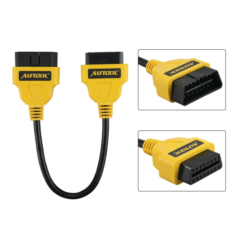 Оригинальный AUTOOL OBD2 16PIN штекер к гнезду удлинитель 30 см OBD II кабель 2 адаптер