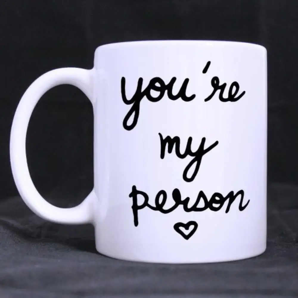 

Mug Coffee Cup Porcelain Tea Mug with handle "You are my person" Ceramic Cups (11 Oz ) White