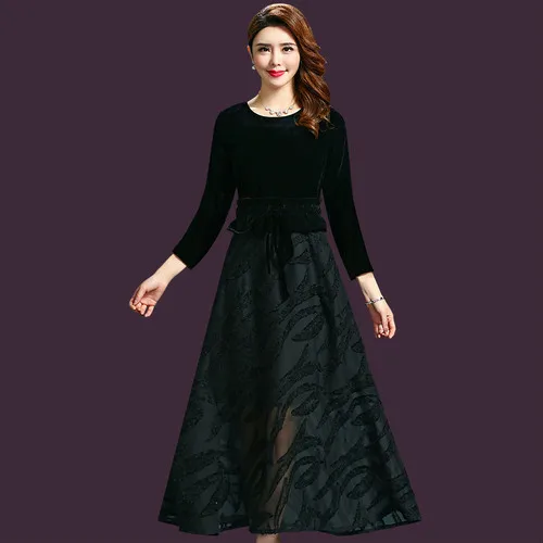 Осеннее женское платье в Корейском стиле новый стиль зима круглый воротник Xxxxxl