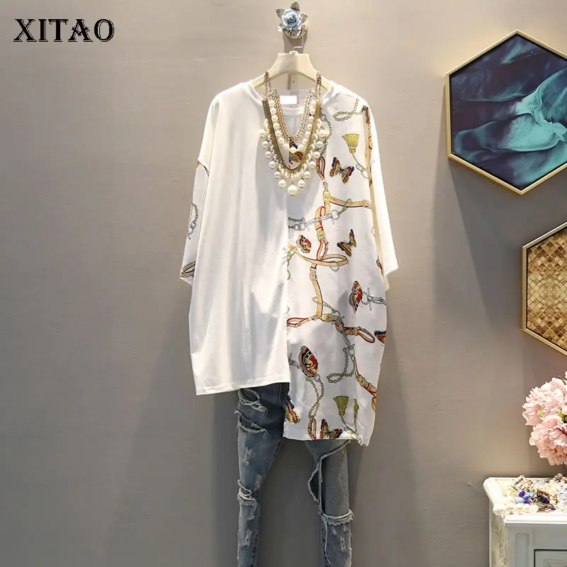 [XITAO] 2019 Новая европейская Повседневная Свободная футболка с короткими рукавами и