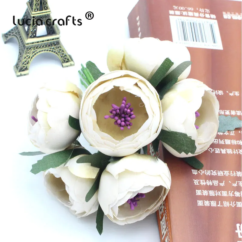 Lucia crafts 6 шт./лот, диаметр 45 мм, Шелковый Искусственный букет цветов, мини-цветы для украшения свадебной вечеринки A0105