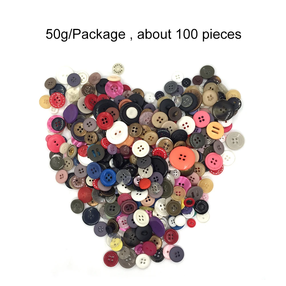 Cheapest 50g/bag Mixed Color/Size/Material Random Wooden Metal Plastic Buttons Accessories for Bag Shirt Clothes Handmade Sewing | Дом и сад