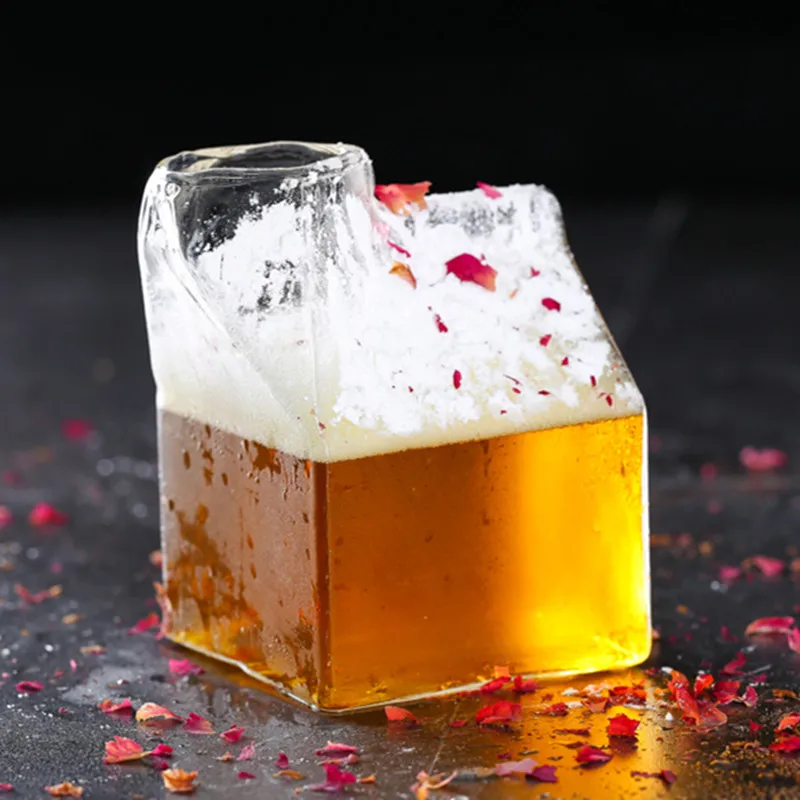 Free Shipping 4 PCS Square Shape Cocktail Glass Milk/Juice Glass Drinkware Set of 4