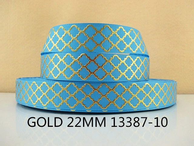 5yds в рулоне) 5Y13387 лента 7/8 ''золото печатных корсажная лента diy головные уборы craft Швейные украшения ремесла порядка$6 - Цвет: 1338710