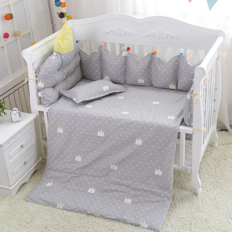 5Pcs/set Washable Baby Bedding Set Super Soft Baby Crib Bumpers Set Newborn Children Bedding Infant Bed Linen Kids Room Decor