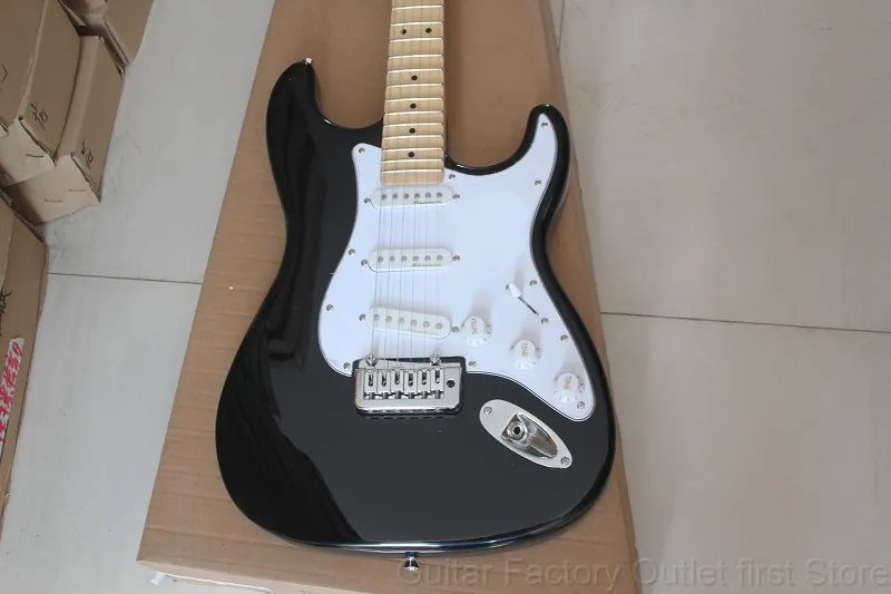 Заводской магазин кленовый зубчатый гриф винтажная черная гитара Yngwie Malmsteen Big Head