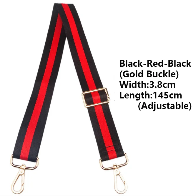 Black-Red-Black Сумка на ремне для женщин сумка через плечо Аксессуары для ремней на сумку ручка сумки через плечо широкий ремешок часть Золотая Пряжка для девушек - Цвет: Black-Red-Black