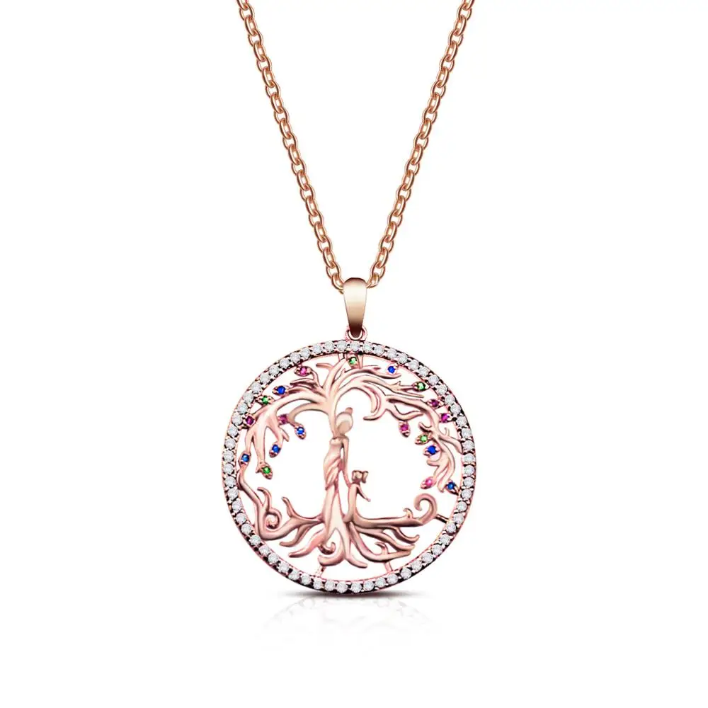Rose gold plated Ожерелье для мамы и дочки, ожерелье с подвеской в виде дерева жизни, подарок на 1 день матери, женские Украшения, уникальный шарм, подарки для мамы на день рождения - Окраска металла: Rose gold plated