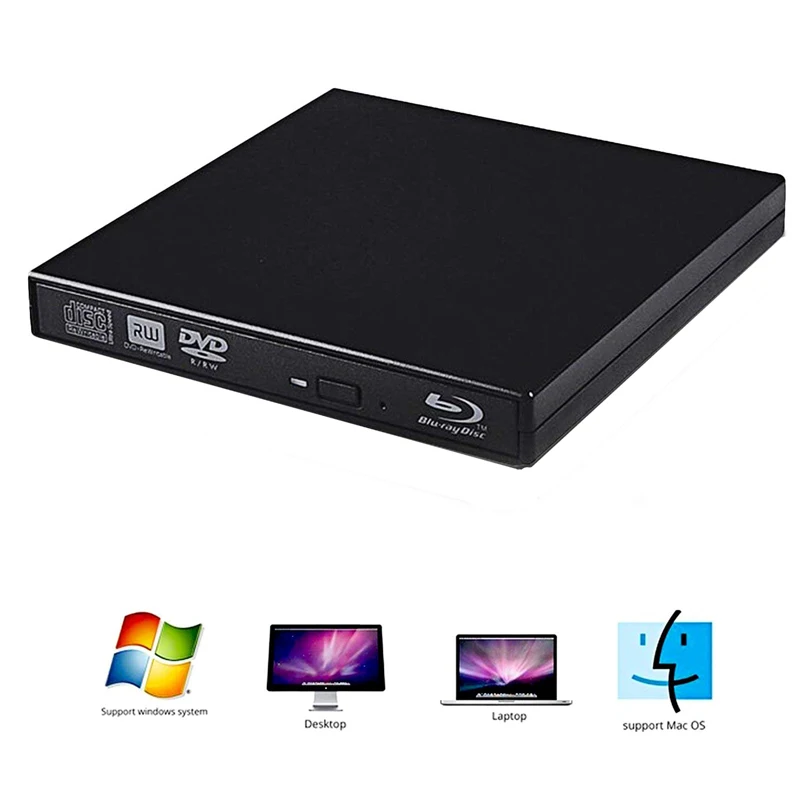 USB 2 0 Внешний Оптический привод Bluray устройство для записи DVD портативный Blu Ray