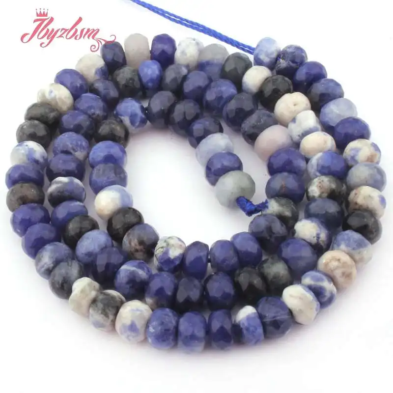 Sodalite 3x6 Faceted 3x6,4x8 мм Гладкие морозные граненые бусины Rondelle натуральный камень бусины для DIY Ожерелье Браслеты Изготовление ювелирных изделий 1" - Цвет: Sodalite 3x6 Faceted