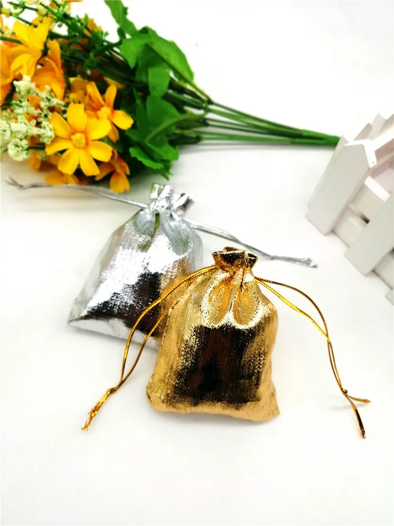 300pcs/lot 7x9cm 9x12cm 10x15cm Gold/silver Drawstring Jewelry Packing Bags Wedding Gift Pouches | Украшения и аксессуары