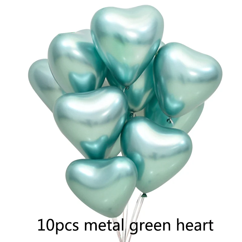 10pcs green heart 20 шт. 10 дюймов металлические светящиеся синие латексные шары Свадебные темно-синие хромированные шары 10 шт. украшения для дня рождения детские товары - Цвет: 10pcs green heart