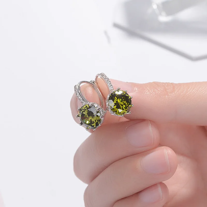 Изящные серьги кольца из кубического циркония с фианитом белого золота 8 цветов
