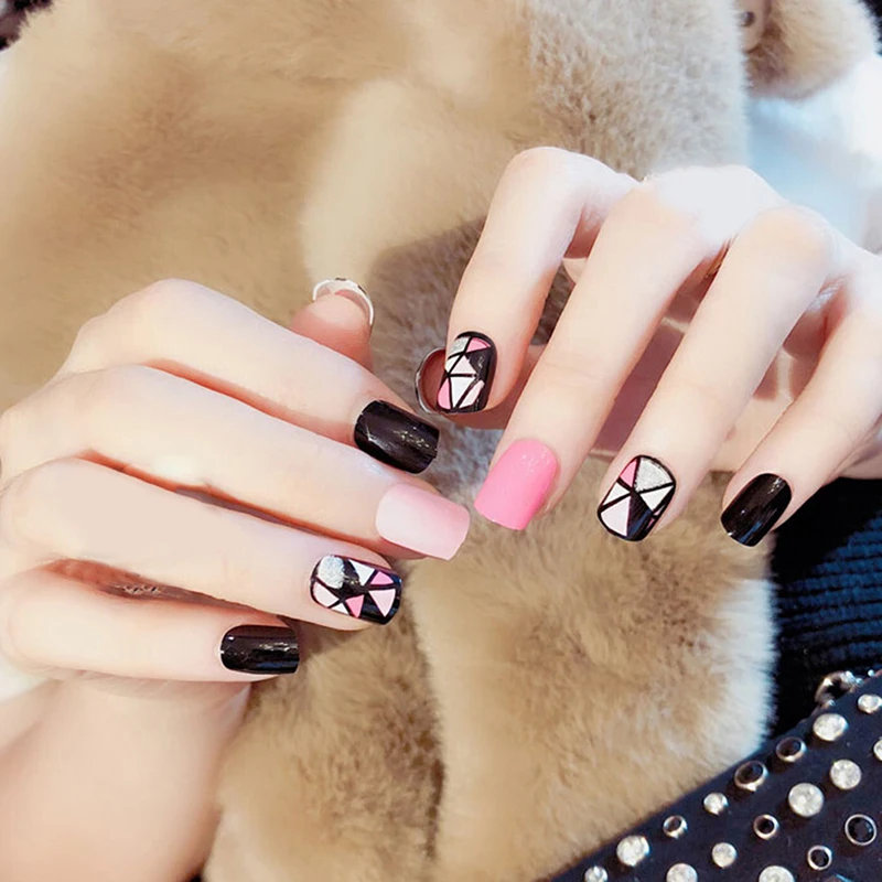 24 шт./компл. накладные ногти решетки сетки дизайн искусственный Французский