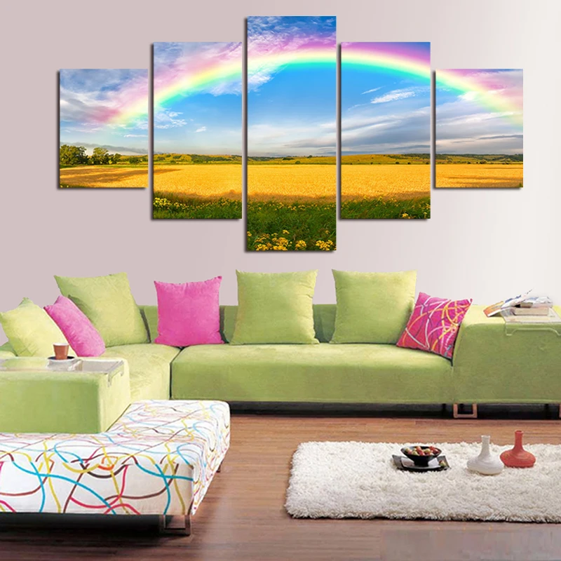 Картина Радужная 5 шт. с цветами HD 2017|painting art|prints picturescanvas painting |