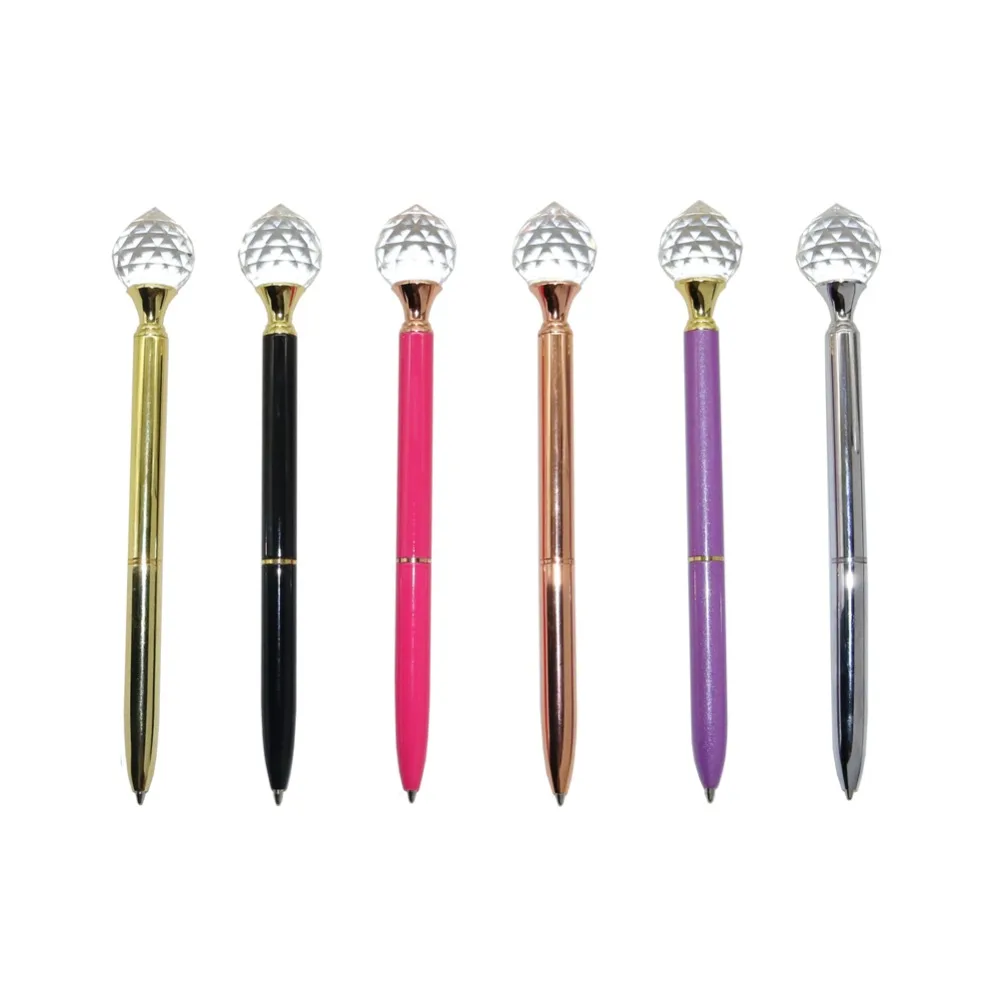 

New Brand Drop Shape Diamond Metal Ballpoint pen Black refill (Gift: Blue refill 1pc) Office Stationery Writing Supplies