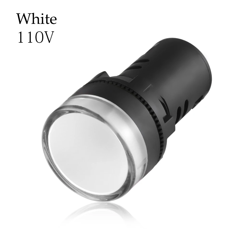 110V white 1 шт., 5 В, 12 В, 24 В, 110 В, 220 В, 22 мм, светодиод для монтажа на панель, индикатор питания, сигнальный светильник, лампа AD16-22, красный, синий, белый, зеленый, желтый - Цвет: 110V white