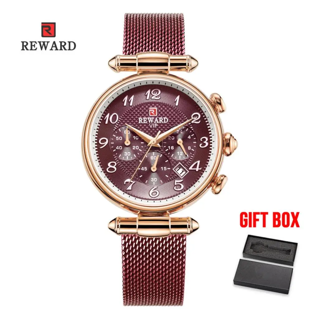 purple w box Брендовые женские модные золотые функциональные кварцевые часы, водонепроницаемые повседневные ЖЕНСКИЕ НАРЯДНЫЕ часы, женские часы, Relogio Feminino - Цвет: purple w box